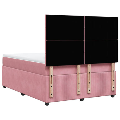 Boxspring met matras fluweel roze 140x190 cm