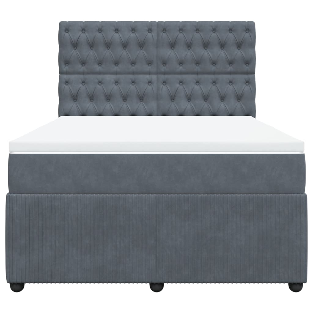 Boxspring met matras fluweel donkergrijs 140x190 cm
