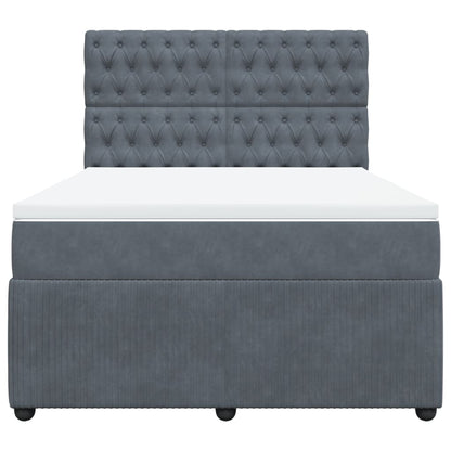 Boxspring met matras fluweel donkergrijs 140x190 cm
