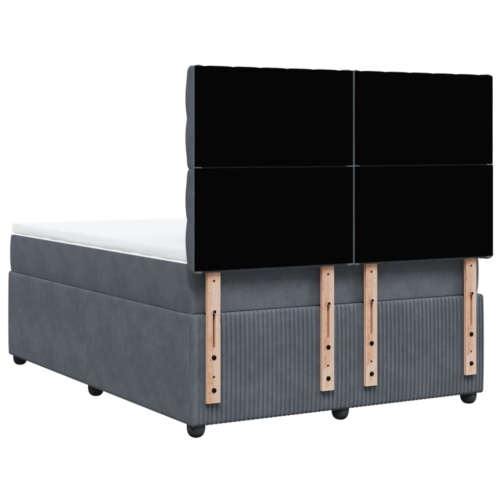 Boxspring met matras fluweel donkergrijs 140x190 cm