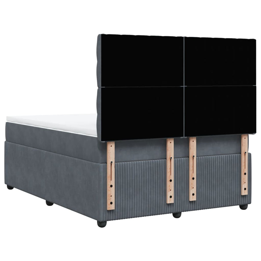 Boxspring met matras fluweel donkergrijs 140x190 cm