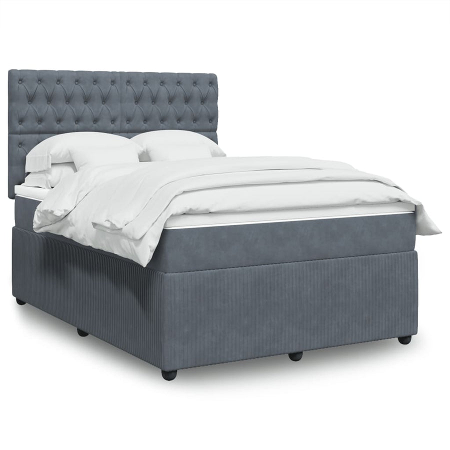 Boxspring met matras fluweel donkergrijs 140x190 cm