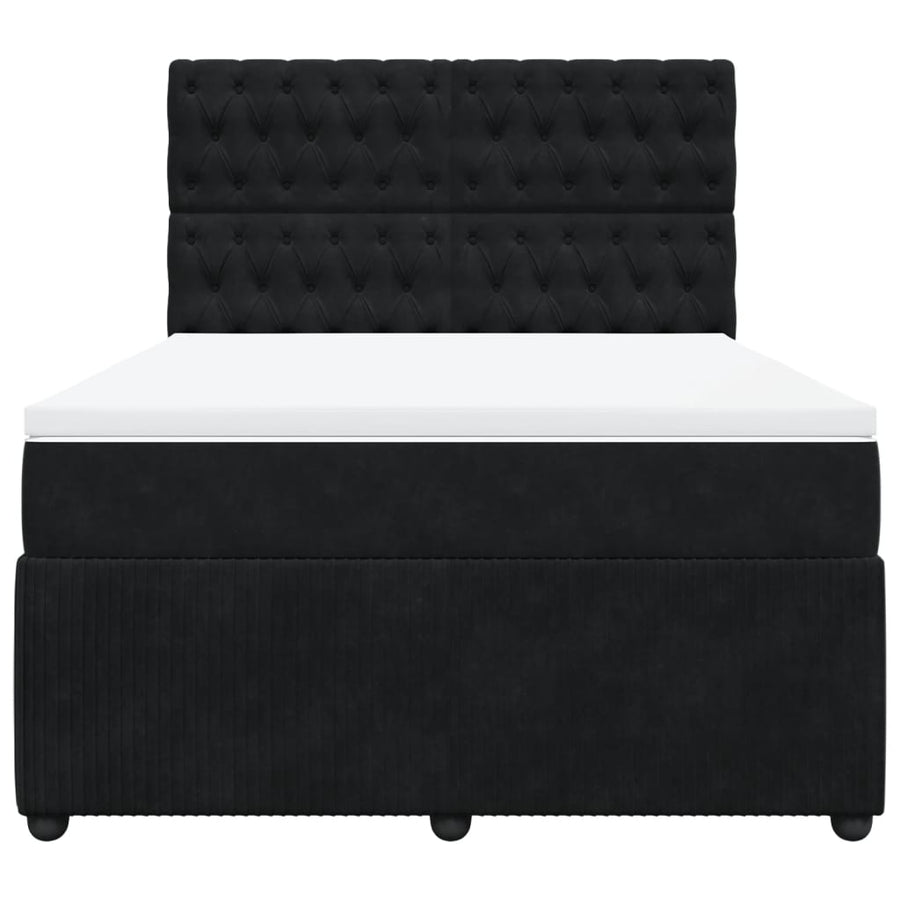 Boxspring met matras fluweel zwart 140x190 cm