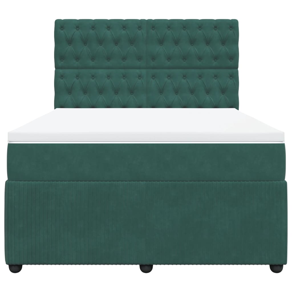 Boxspring met matras fluweel donkergroen 140x190 cm
