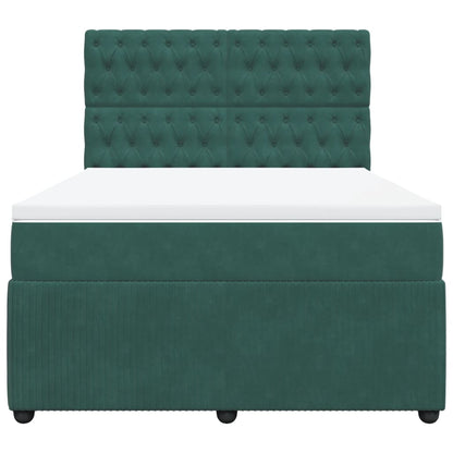 Boxspring met matras fluweel donkergroen 140x190 cm