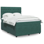 Velvet dark green box spring with mattress 140x190 cm