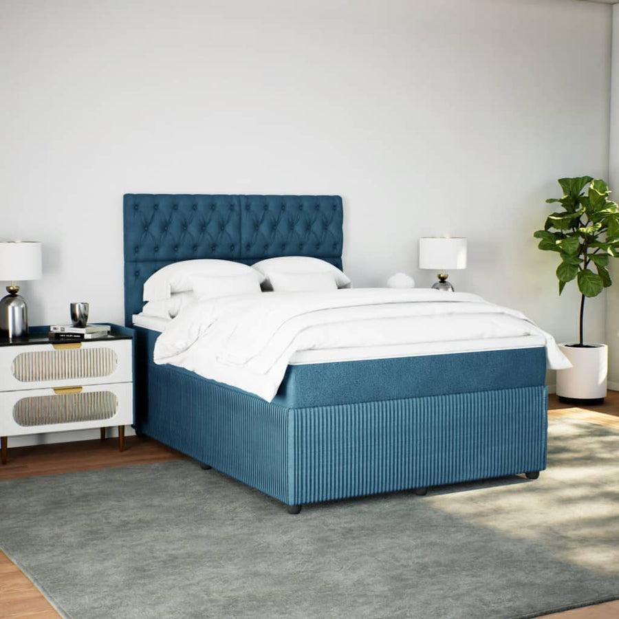 Boxspring met matras fluweel donkerblauw 140x190 cm