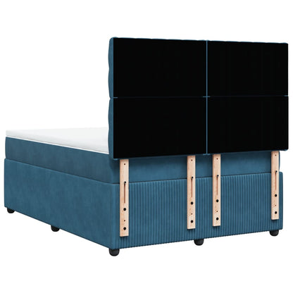 Boxspring met matras fluweel donkerblauw 140x190 cm
