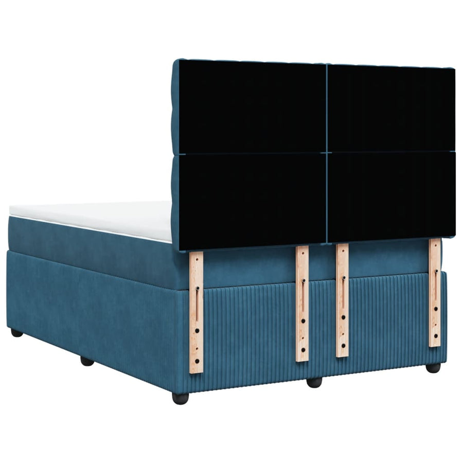 Boxspring met matras fluweel donkerblauw 140x190 cm