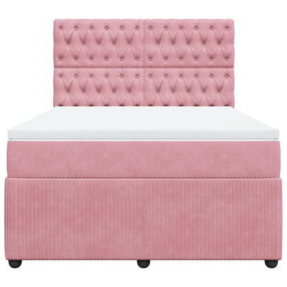 Boxspring met matras fluweel roze 140x190 cm