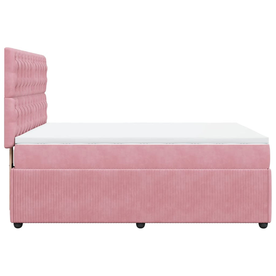 Boxspring met matras fluweel roze 140x190 cm
