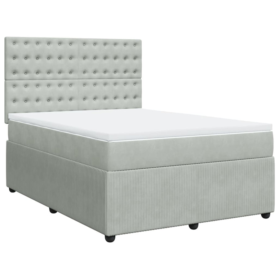 Boxspring met matras fluweel lichtgrijs 140x190 cm