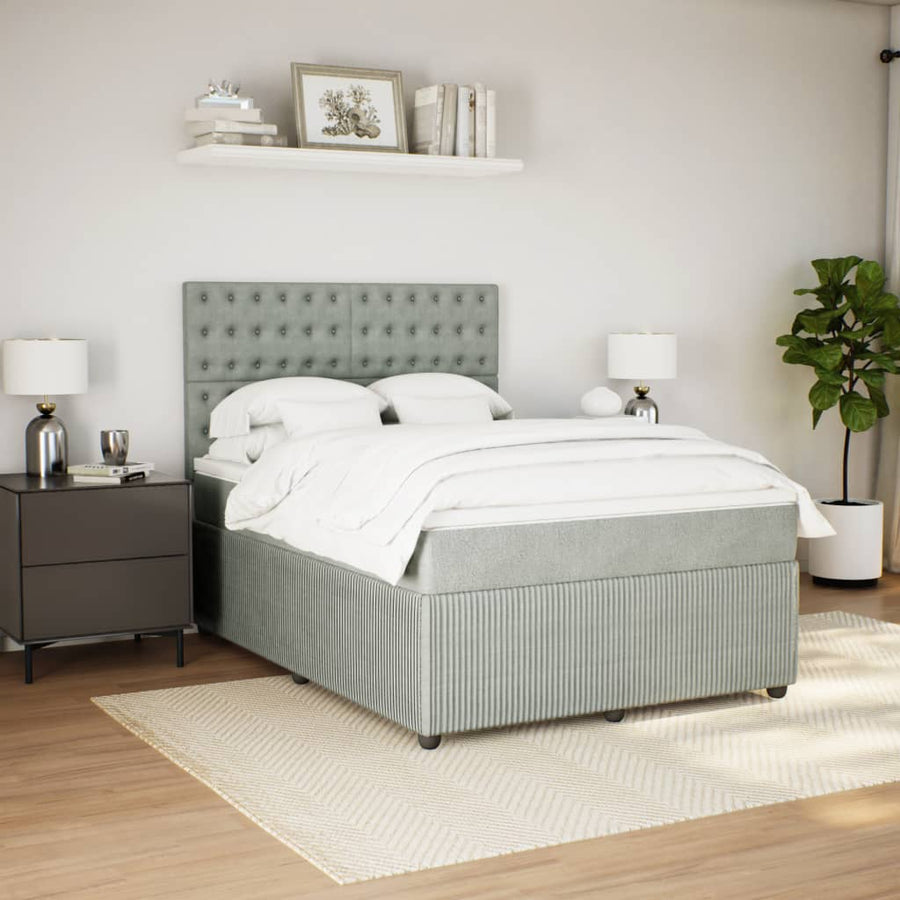 Boxspring met matras fluweel lichtgrijs 140x190 cm