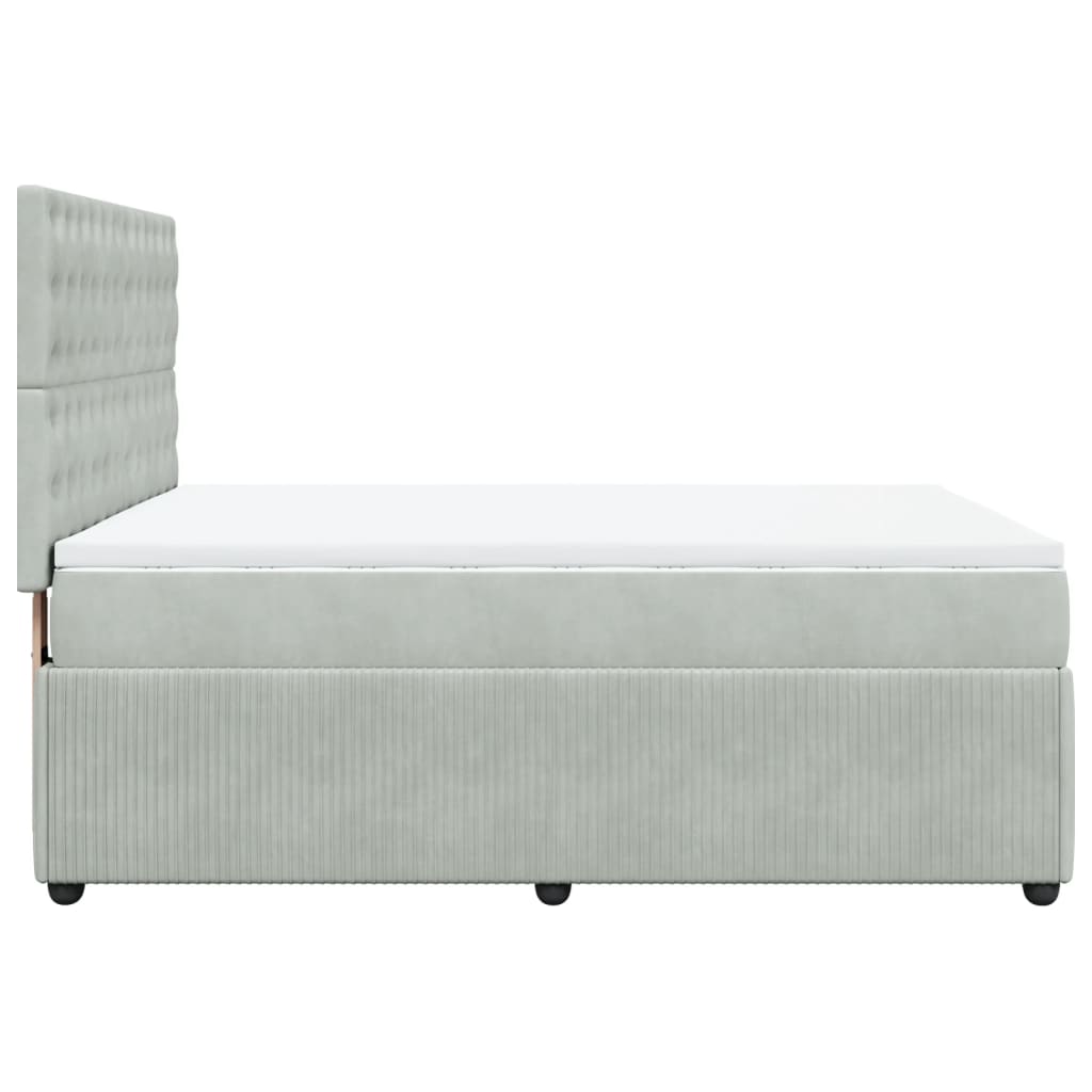 Boxspring met matras fluweel lichtgrijs 140x190 cm