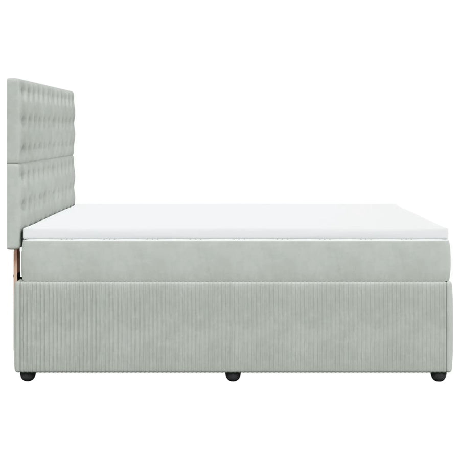 Boxspring met matras fluweel lichtgrijs 140x190 cm