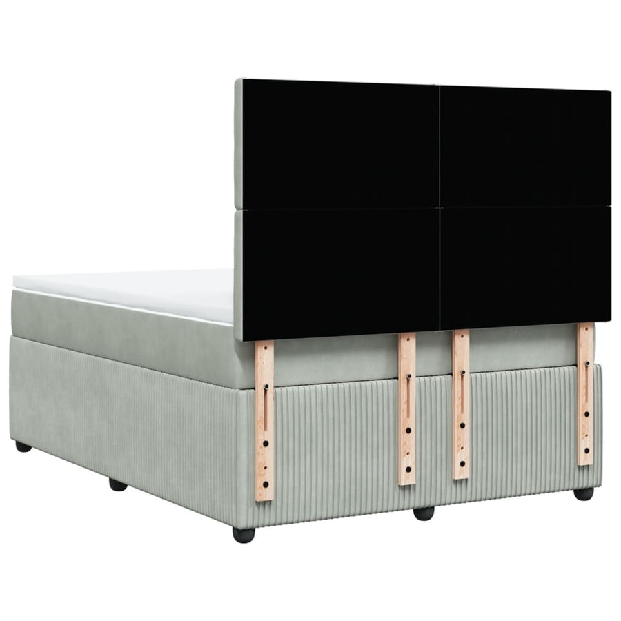 Boxspring met matras fluweel lichtgrijs 140x190 cm