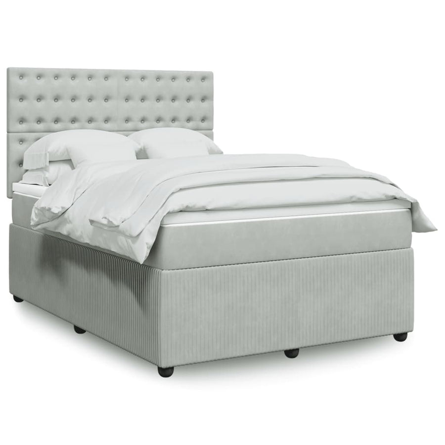 Boxspring met matras fluweel lichtgrijs 140x190 cm