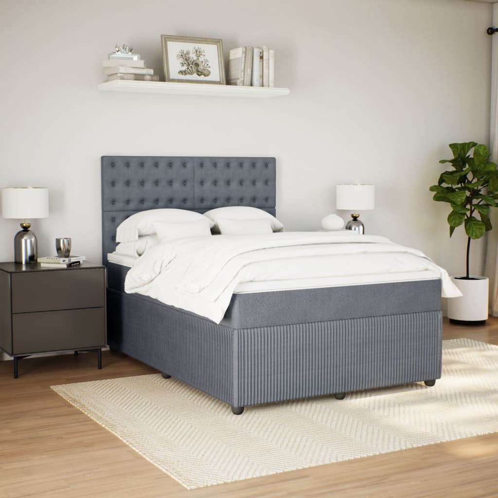 Boxspring met matras fluweel donkergrijs 140x190 cm