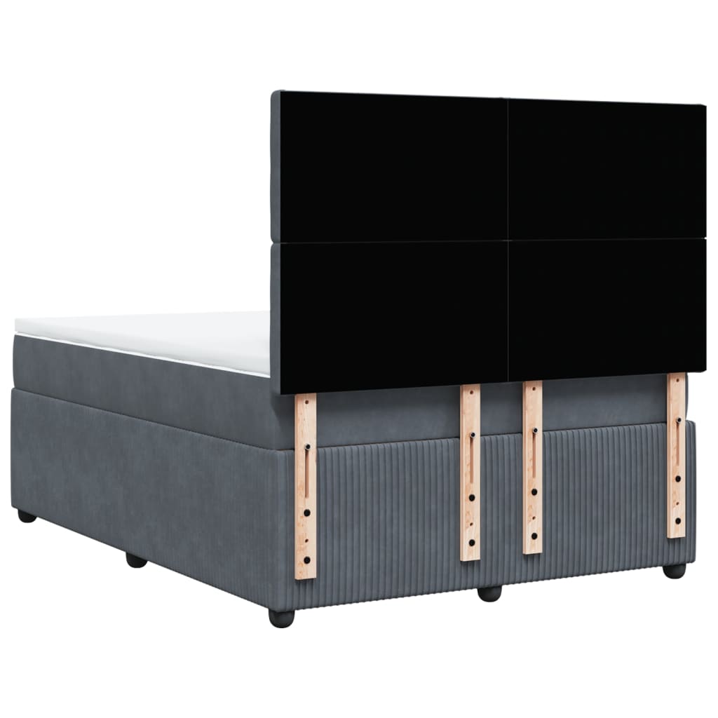 Boxspring met matras fluweel donkergrijs 140x190 cm