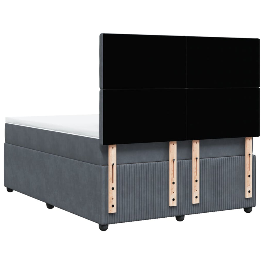 Boxspring met matras fluweel donkergrijs 140x190 cm