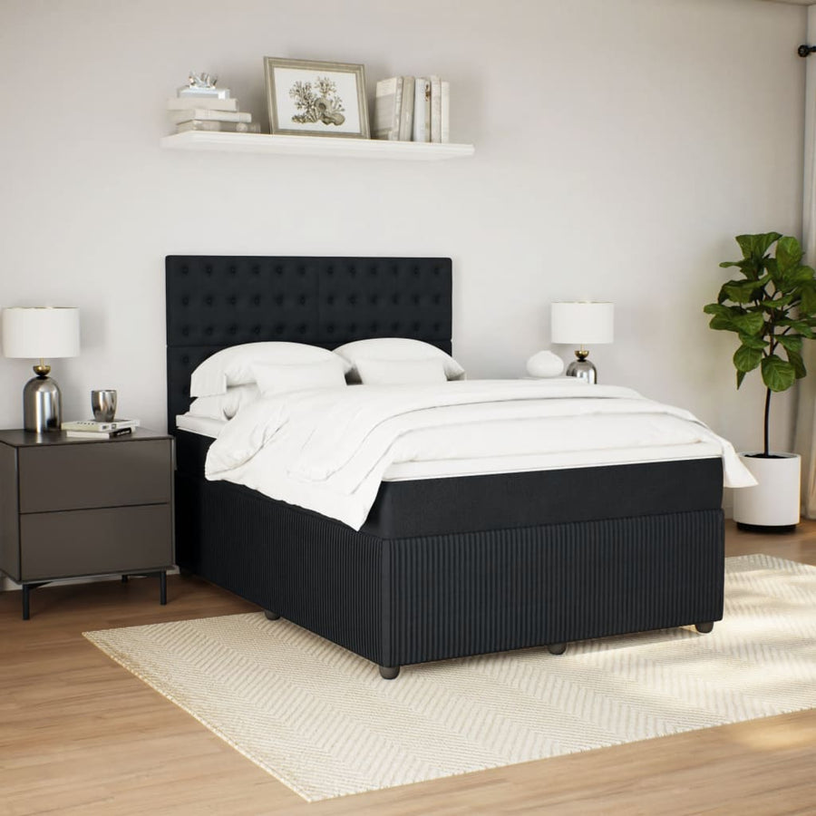 Boxspring met matras fluweel zwart 140x190 cm
