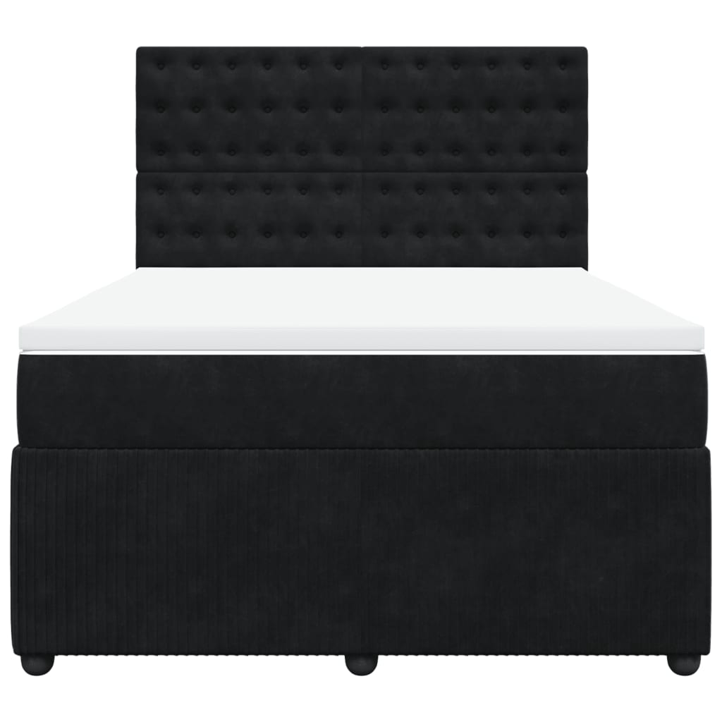 Boxspring met matras fluweel zwart 140x190 cm