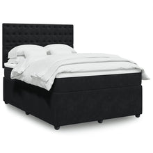 Boxspring met matras fluweel zwart 140x190 cm