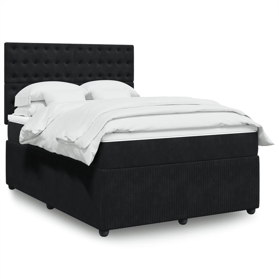 Boxspring met matras fluweel zwart 140x190 cm