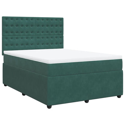 Boxspring met matras fluweel donkergroen 140x190 cm