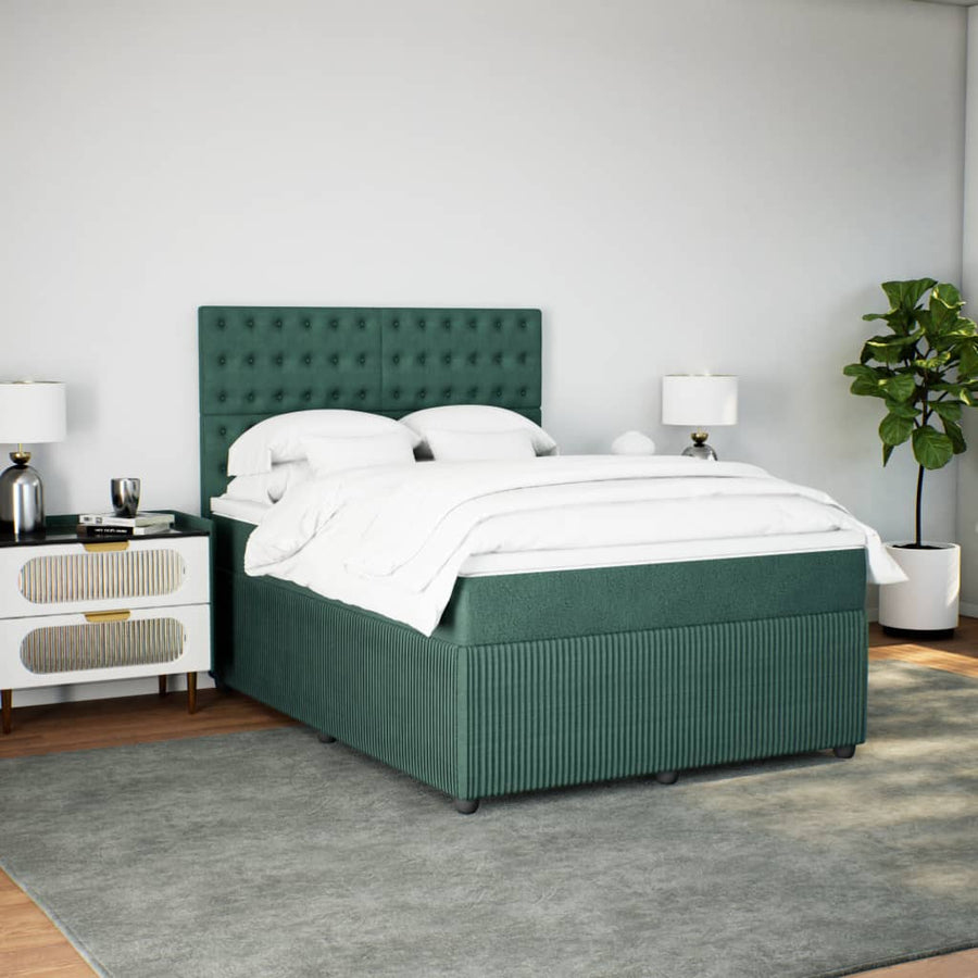 Boxspring met matras fluweel donkergroen 140x190 cm