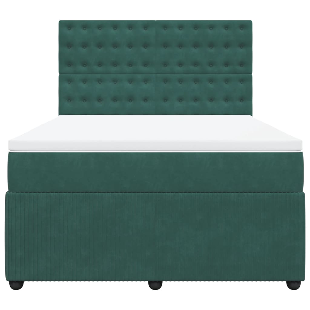 Boxspring met matras fluweel donkergroen 140x190 cm