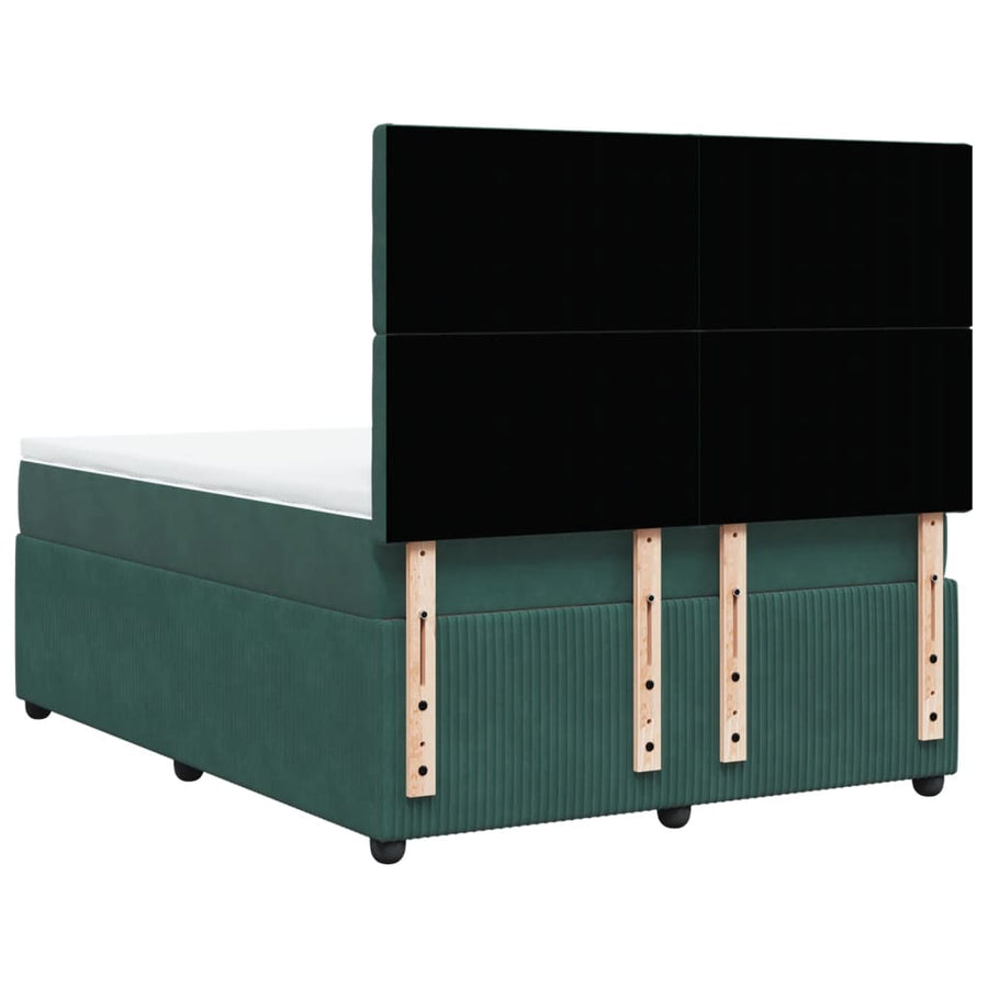 Boxspring met matras fluweel donkergroen 140x190 cm