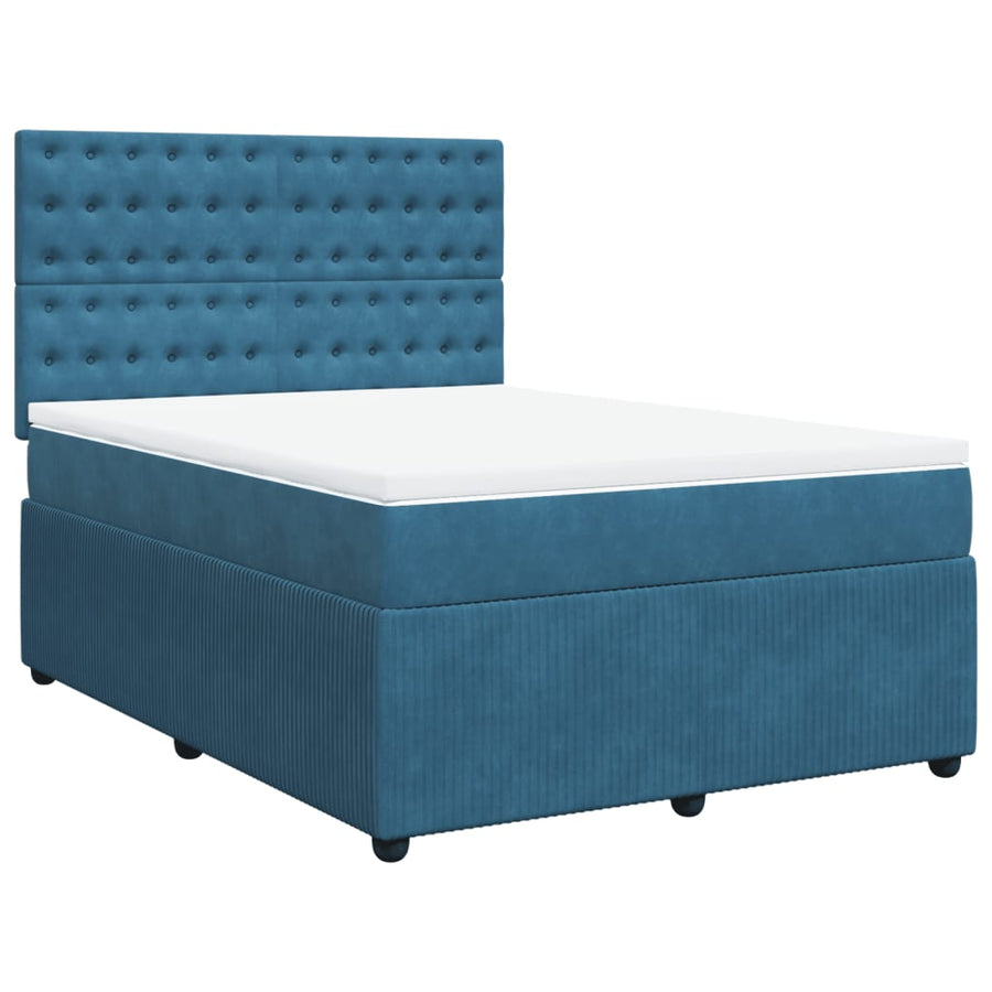 Boxspring met matras fluweel donkerblauw 140x190 cm