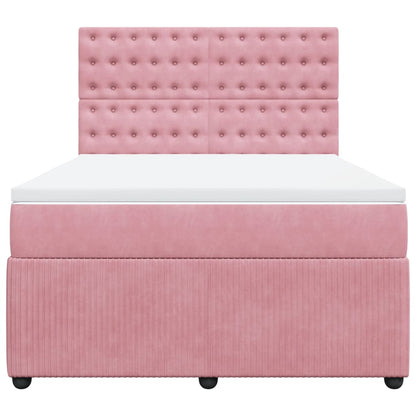 Boxspring met matras fluweel roze 140x190 cm