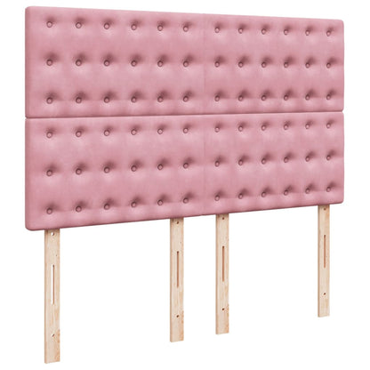Boxspring met matras fluweel roze 140x190 cm