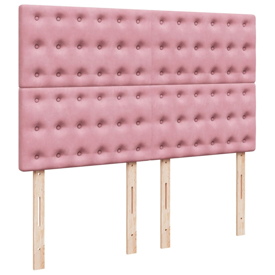 Boxspring met matras fluweel roze 140x190 cm