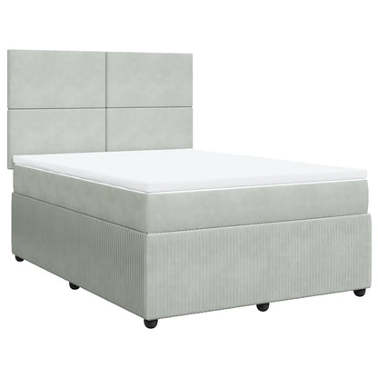 Boxspring met matras fluweel lichtgrijs 140x200 cm
