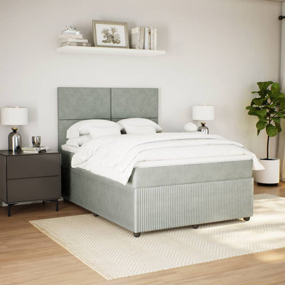 Boxspring met matras fluweel lichtgrijs 140x200 cm