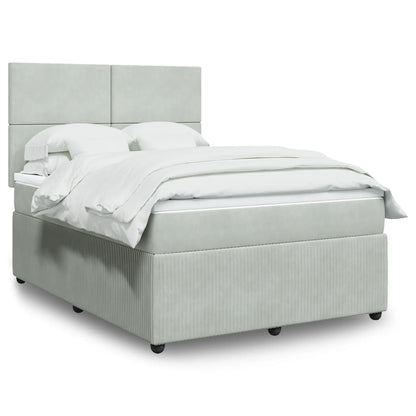 Boxspring met matras fluweel lichtgrijs 140x200 cm