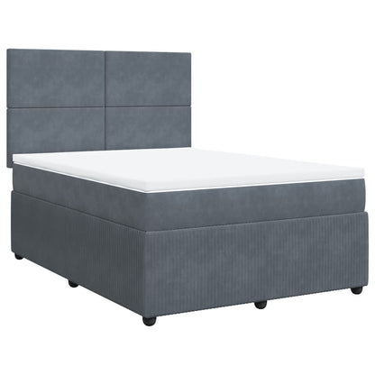 Boxspring met matras fluweel donkergrijs 140x200 cm