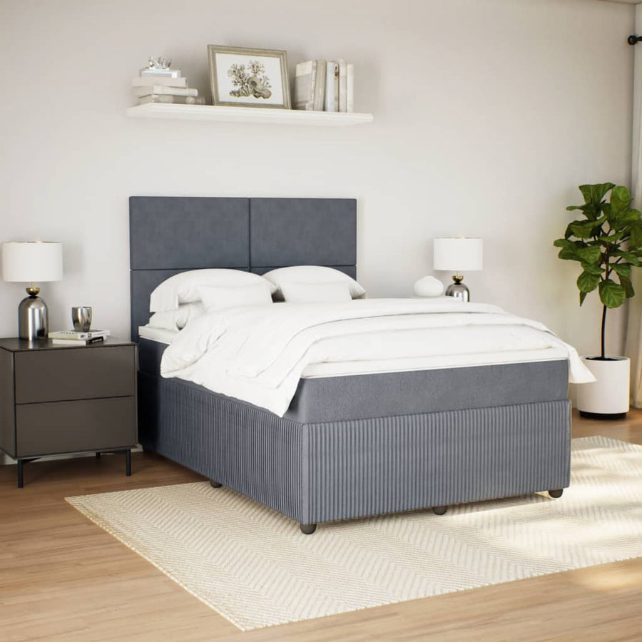 Boxspring met matras fluweel donkergrijs 140x200 cm