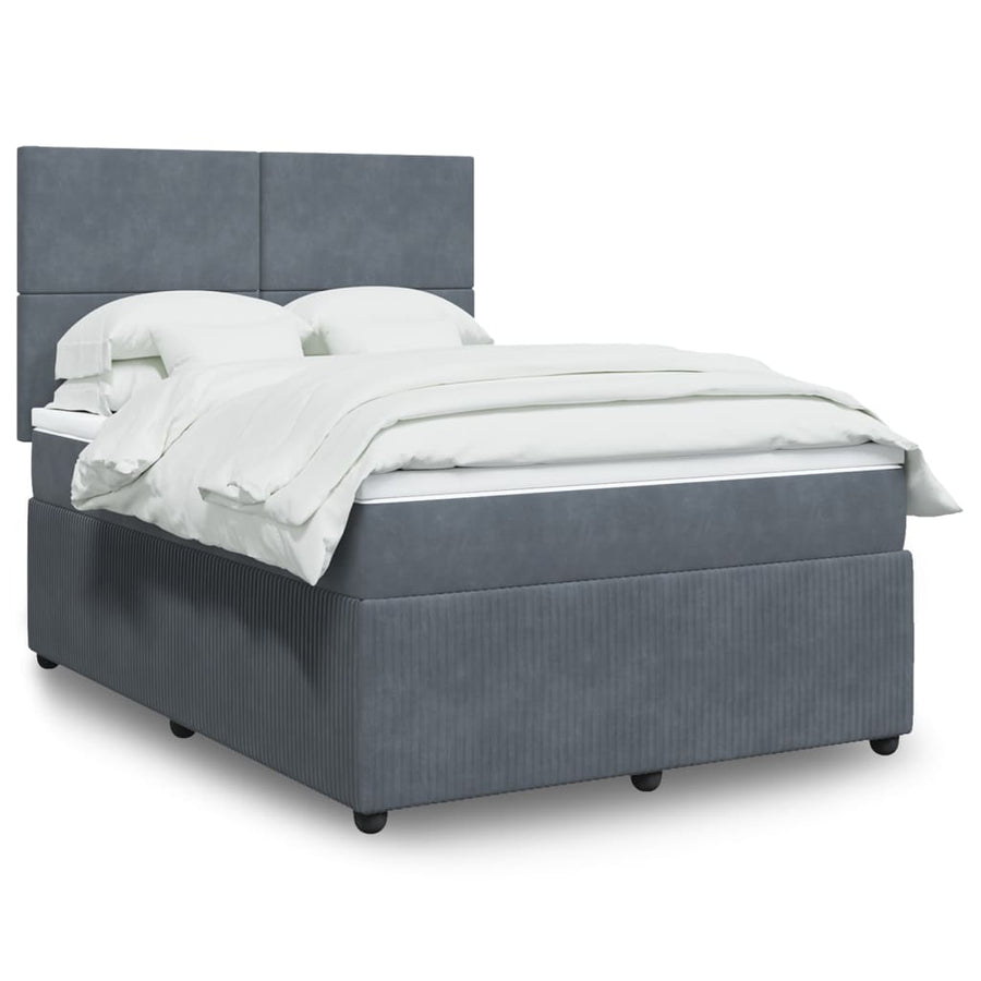 Boxspring met matras fluweel donkergrijs 140x200 cm