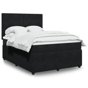 Velvet black box spring with mattress 140x200 cm