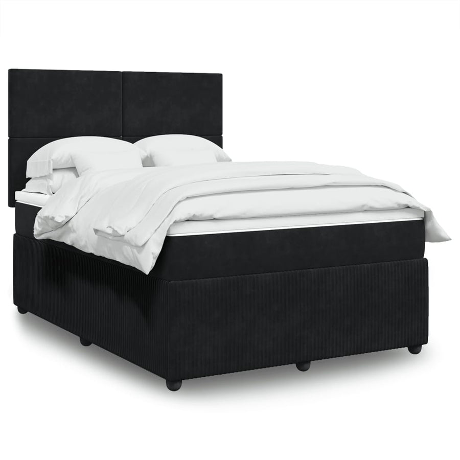 Boxspring met matras fluweel zwart 140x200 cm
