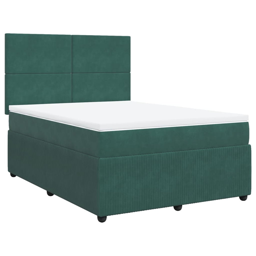 Boxspring met matras fluweel donkergroen 140x200 cm