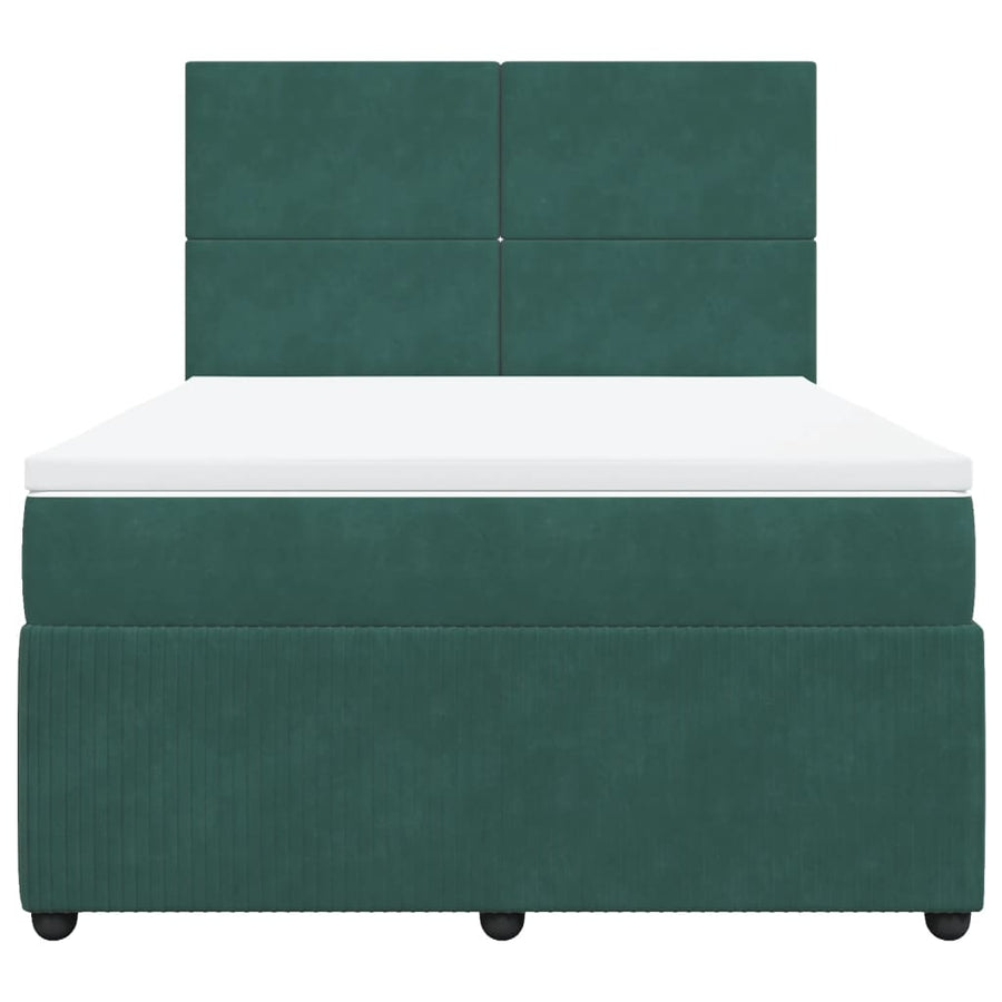 Boxspring met matras fluweel donkergroen 140x200 cm