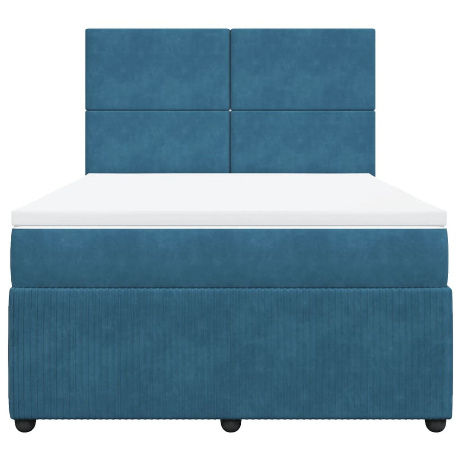 Boxspring met matras fluweel donkerblauw 140x200 cm