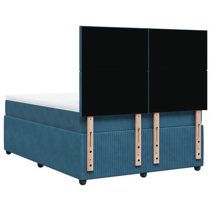 Boxspring met matras fluweel donkerblauw 140x200 cm