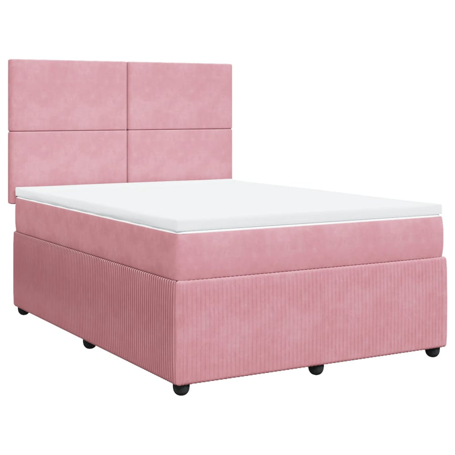 Boxspring met matras fluweel roze 140x200 cm