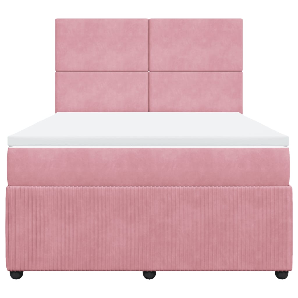 Boxspring met matras fluweel roze 140x200 cm